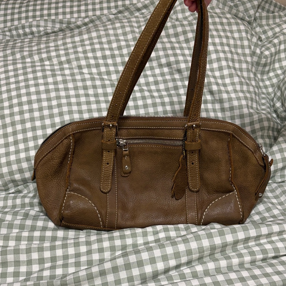 Roots Brown Tribe Leather Shoulder Bag